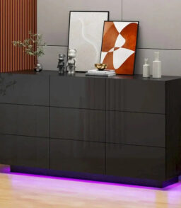 9-Drawer MDF Dresser With LED Lights. 15.7 W x 55.1 L x 30.3 H