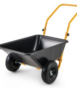 Dual-Wheel Wheelbarrow. 21 Gallons. 330 lbs Capacity. 51 in x 24.5 in x 28 in