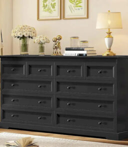 10-Drawer Wooden Dresser - Tall Chest Of Drawers