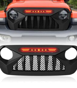 AMERICAN MODIFIED Demon Grille With Red Lights For 18-21 Wrangler/Gladiator