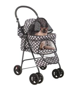 Foldable Pet Travel Stroller For Cats & Dogs. Waterproof. 4 Wheels. Black