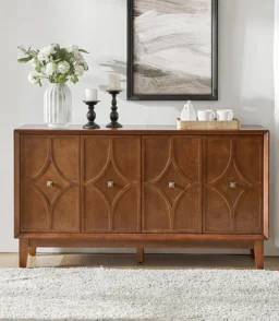 Justo Mid-Century Style Adjustable Shelves Walnut Sideboard