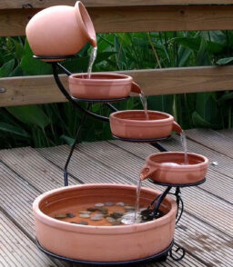 Garden Sundance Terracotta Solar Water Fountain Cascade
