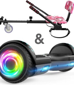SISIGAD Electric Hoverboard And Kart Combo With 6.5 Inch Wheels And LED Lights