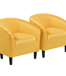Easyfashion Tub Chairs Set Of 2 - Yellow Velvet