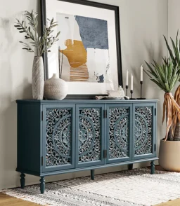 Emathides 63 Solid Wood Sideboard with Lighting & Wine Rack
