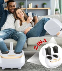 2-In-1 Electric Shiatsu Foot And Calf Massager With Heat. White - 16in x 16in x 14in / 17in x 10in x 9in