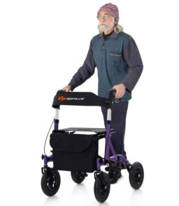 Foldable Rolling Rollator Walker With Seat. 9.5 Inch Pneumatic Wheels