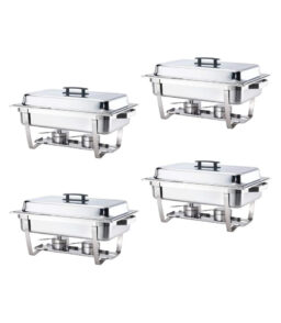Alpha Living Stainless Steel Chafing Dish Set. 4 Pack. 8 Quart - 24 x 15.5 x 14.38 Inches