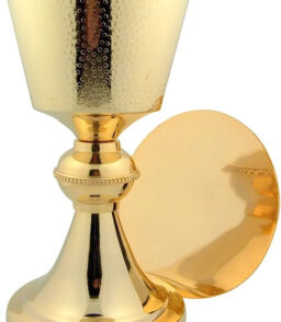 24KT Gold Plate Brass Chalice Paten Set - 14 oz. 4 in Dia x 7 1/2 in H