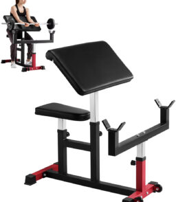 VEVOR Adjustable Preacher Curl Bench. 440 Lbs. Black+Red - AX1010