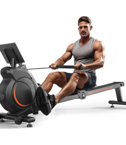Foldable Magnetic Rowing Machine. 350 lb Weight Capacity. Bluetooth. Black