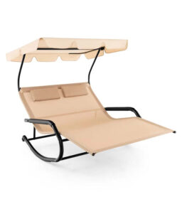2 Person Patio Hammock Bed Swing Chair With Adjustable Canopy And Wheels